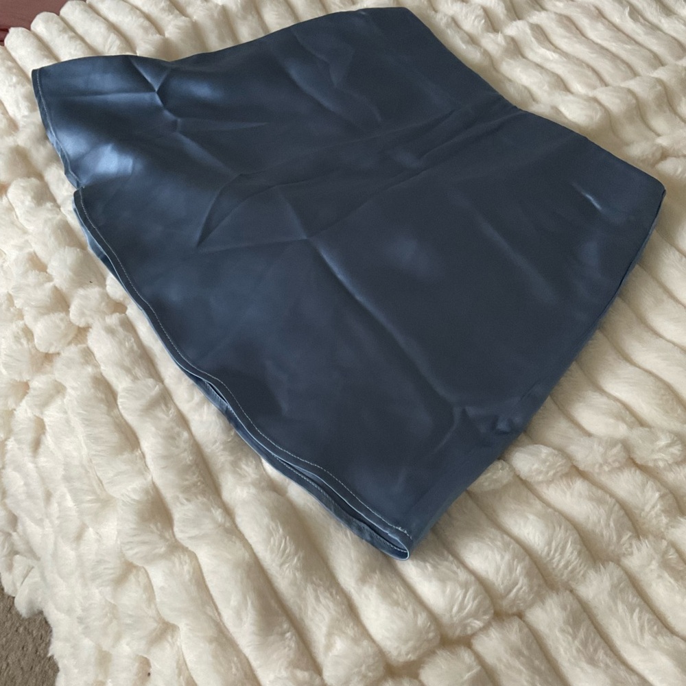 Blue Faux Leather Mini Skirt (never worn)